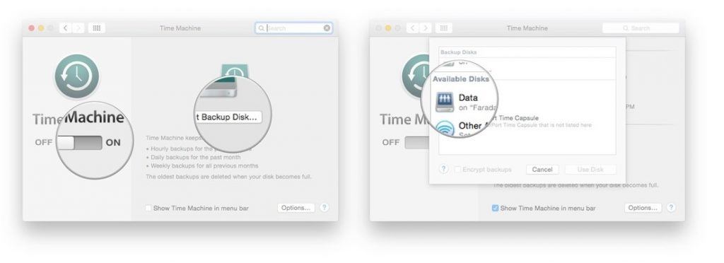 backup on the Mac with Time Machine