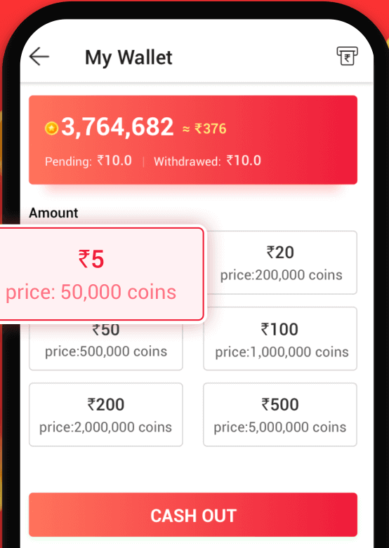 withdraw cash from vidmate app